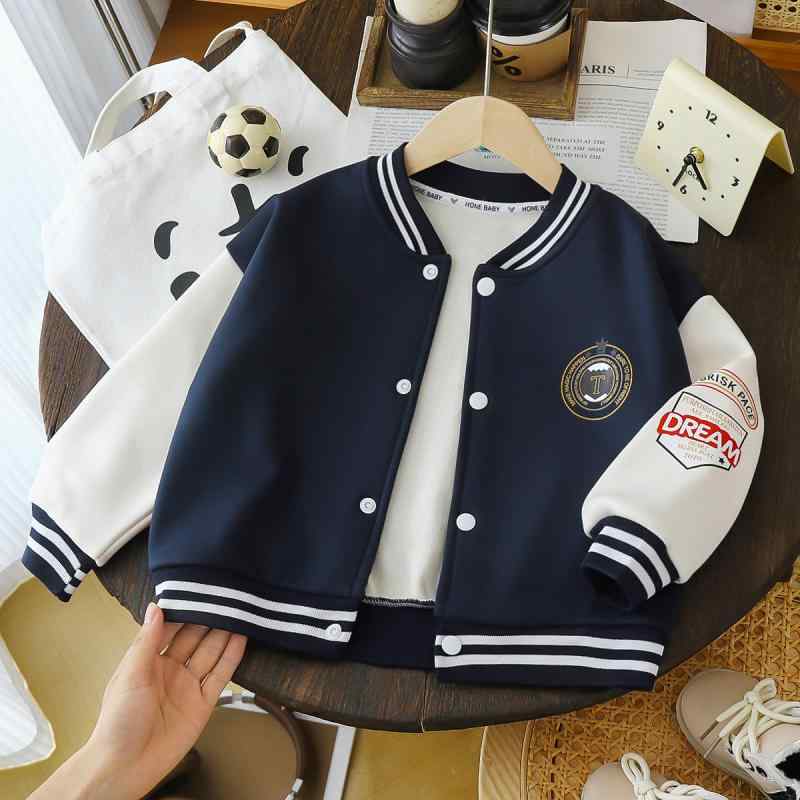 キッズ アウター 男女兼用 裏起毛 野球 ジャケット 子供服 長袖 Vネック カーディガン 配色 カジュアル 秋冬 黄緑色 ピンク系 ベージュ 紫色