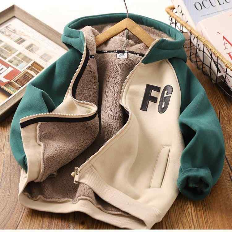 子供服 アウター ガールズ ジャケット ジャンパー 韓国風 配色 切り替え ジップアップ パーカー 裏起毛 普段着 通学着 カーキ 緑 紺 ポリエステル