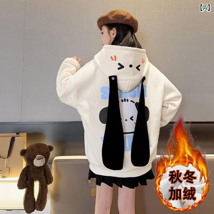 子供服 女の子 アウター 秋冬 フリース 裏起毛 パーカー 厚手 フード付き カーディガン ロングスリーブ..