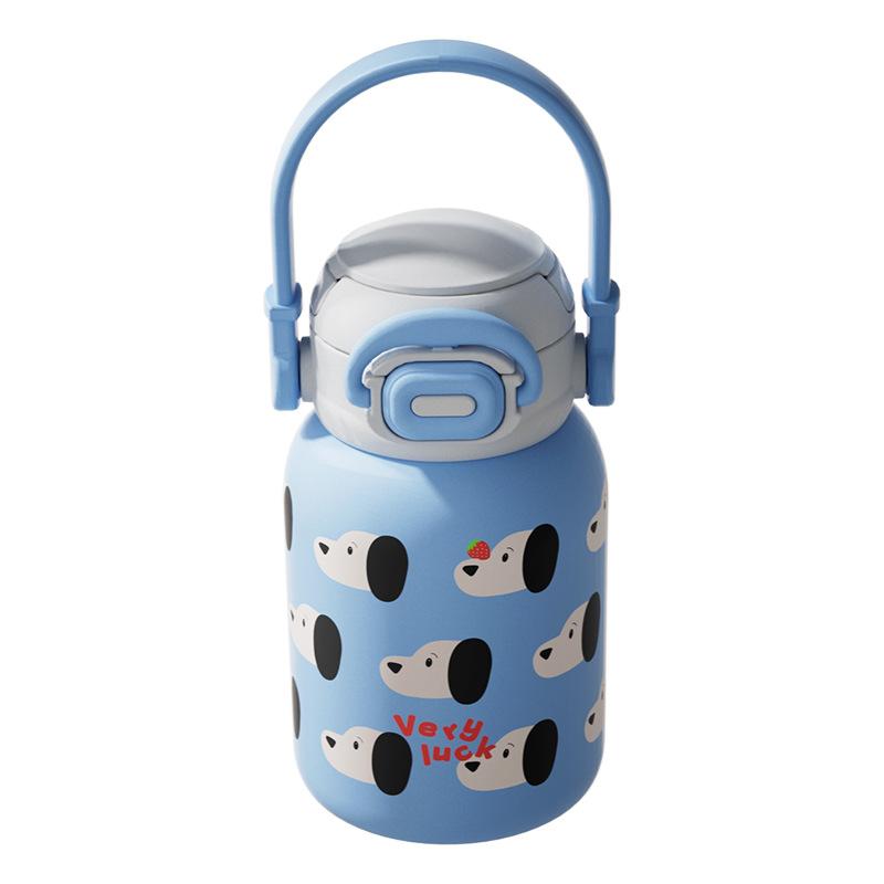 水筒 キッズ 子供用 316ステンレス鋼 ストロー付き 保温 保冷 大容量 550ml かわいい おしゃれ 携帯用 ピンク ブルー ブラック