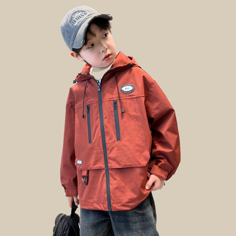 子供服 ジャケット キッズ 男の子 春秋 フード付き ジャンパー アウター ボーイズ ウェア 上着 普段着 120cm 130cm 140cm 150cm 160cm 170cm 赤 黒