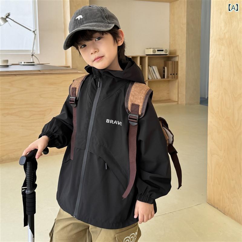 シャドーテールのキッズ アウター マウンテンパーカー 男の子 子供服 春秋 防寒 撥水 ジャケット 長袖 110cm 120cm 130cm 140cm 150cm 160cm 170cm｜アングル2