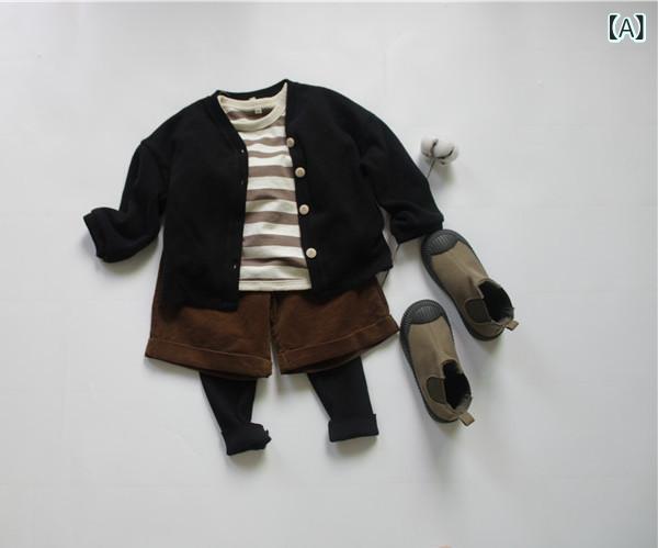 カーディガン キッズ 男女兼用 子供服 ニット 韓国風 無地 長袖 Vネック トップス 男の子 女の子 アウター 90 100 110 120 130 140cm ブラック ベージュ ブルー コーヒー ピンク系 綿100%