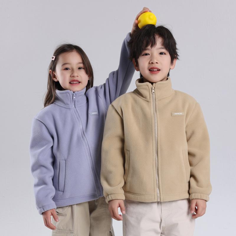 子供服 フリースジャケット キッズ 男女兼用 春秋冬 アウター 立襟 厚手 防寒 100cm 110cm 120cm 130cm 140cm 150cm 160cm 170cm ピンク イエロー ベージュ グレー パープル