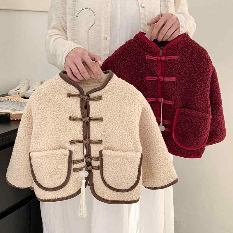 子供服 アウター 男女兼用 ボアジャケット キッズ 中国風 コート 厚手 秋冬 防寒 かわいい 90 100 110 120 130 140 150cm