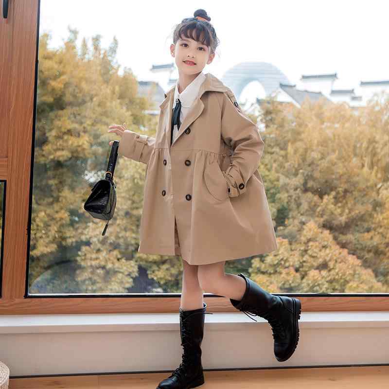 子供用コート ガールズ トレンチコート 春秋 中厚手 ミドル丈 アウター 女の子 キッズ ジュニア 120cm 130cm 140cm 150cm 160cm ...