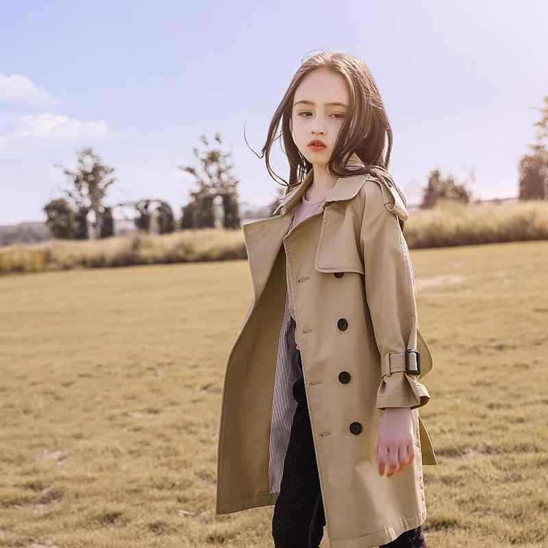 キッズ トレンチコート 女の子 子供服 スプリングコート 春秋 アウター 中長丈 撥水 無地 110cm 120cm ..