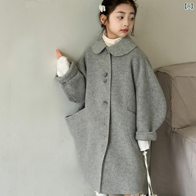 子供服 アウター 女の子 コート 中綿入り 裏起毛 大襟 秋冬 かわいい ガールズ ジャケット キッズ 上着 中学生 小学生 高学年 通学 普段使い 防寒 あったか グレー