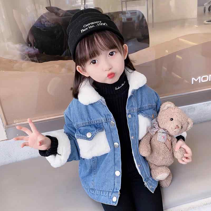 子供服 デニムジャケット 女の子 アウター 冬 中綿入り あったか 裏ボア 韓国風 かわいい カジュアル ..