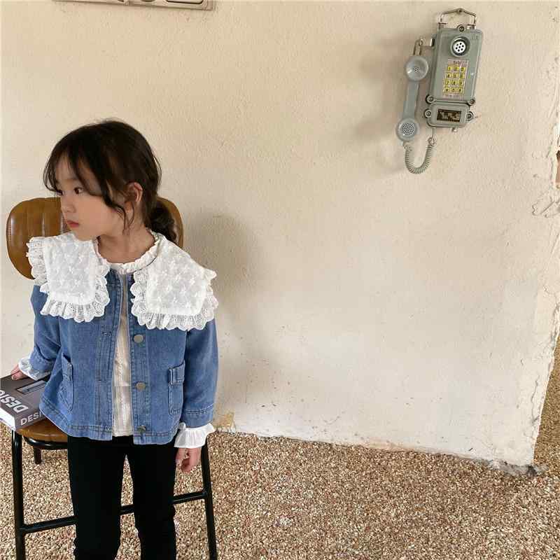 キッズ Gジャン デニムジャケット ガールズ 子供服 レース 襟付き 綿100% かわいい 韓国風 アウター トップス 秋