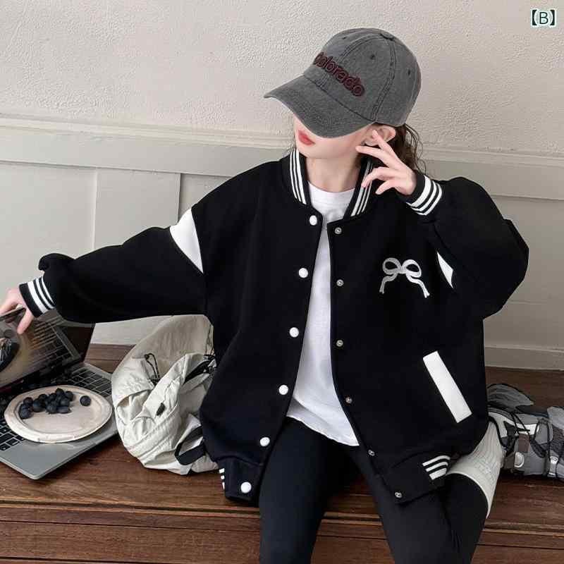 ジャケット キッズ 女の子 子供服 春秋 ブルゾン スタジャン カジュアル かわいい 蝶結び付き アウター 普段着 花灰 黒 綿混紡