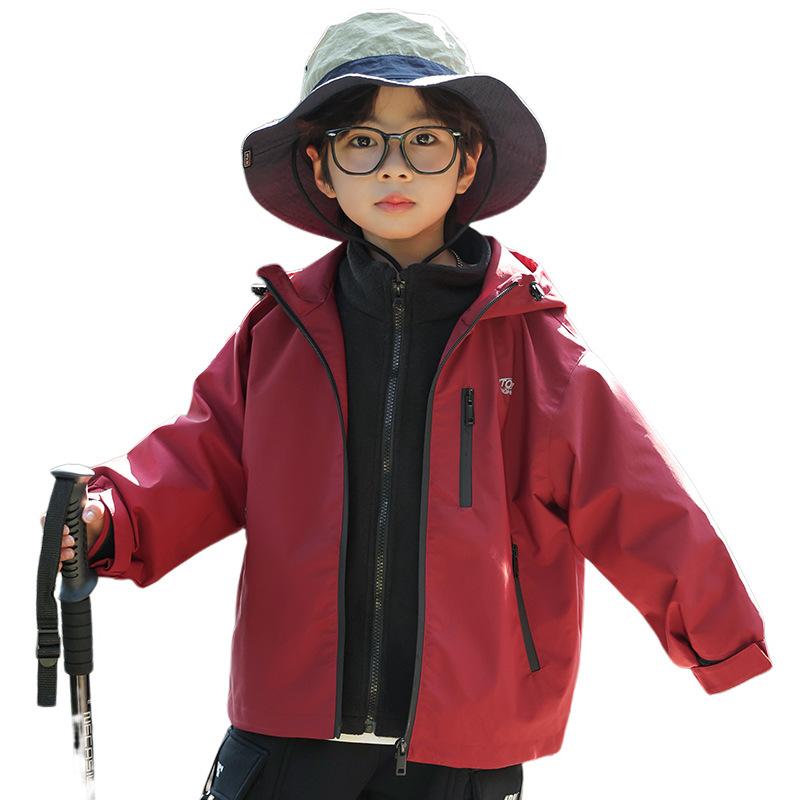 子供用アウター キッズ 男の子 取り外し可能 3way フリース裏地 防寒ジャケット ウィンターコート 100cm 110cm 120cm 130cm 140cm 赤色