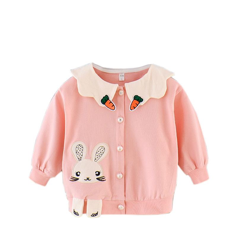 子供服 アウター 女の子 薄手 韓国風 ジャンパー 1歳 2歳 3歳 かわいい ウサギ ニンジン ゆったり ベビ..