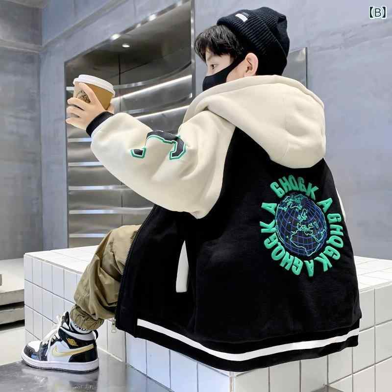 子供用ジャケット 男の子 秋物 アウター 子供服 キッズ ボーイズ 野球服 スポーツスタイル 110 120 130 140 150 160 170 グリーン ...