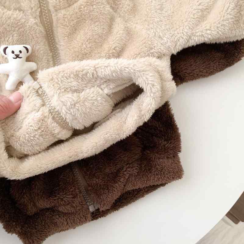 子供服 アウター 冬 ベビー服 ボアジャケット クマ耳付き フリースジャケット 厚手 防寒 あったか かわいい 韓国風 幼児 トップス ブラウン ベージュ 60 70 80 90 100 — vista 2