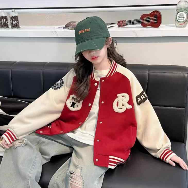 ジャケット キッズ 女の子 子供服 春秋 スポーツMIX スポーティー カジュアル ポリエステル 長袖 アウター トップス レッド ブラウン 120cm 130cm 140cm 150cm 160cm 170cm