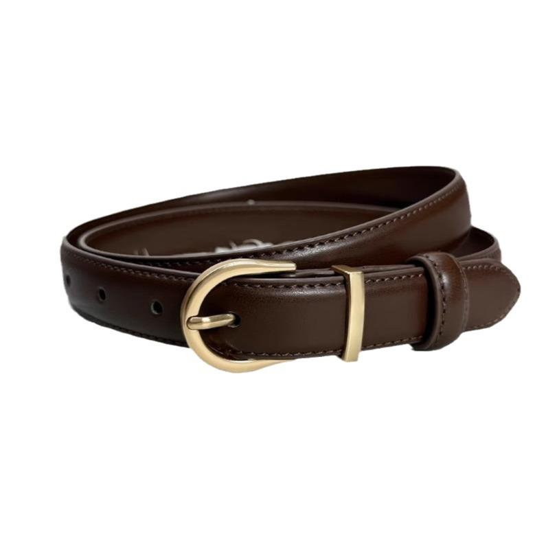 ベルト レディース 本革 シンプル デニム ジーンズ パンツ 女性用 ウエスト 焦糖色 ブラウン ブラック ..