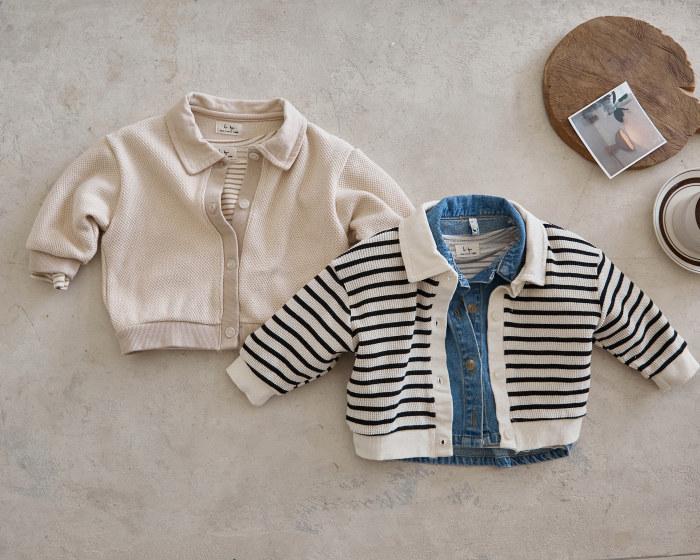 ベビー服 男の子 アウター ストライプ 切り替え 襟付き ジャケット 幼児 子供服 長袖 コットン100% 保温性 秋冬 66cm 73cm 80cm 90cm 100cm