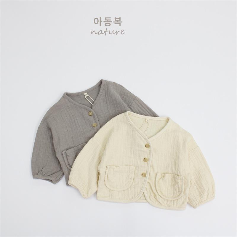 子供服 ジャケット 春秋 薄手 Vネック カーディガン 男女兼用 コットンリネン 無地 トップス 80cm 90cm 100cm 110cm 120cm 130cm 140cm