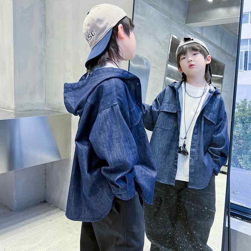 子供服 キッズ 男の子 デニムジャケット 春秋 長袖 Gジャン ゆったり フード付き ブルゾン ボーイズ 子供 アウター トップス 110cm 120cm 130cm 140cm 150cm 160cm 170cm 綿100% ブルー