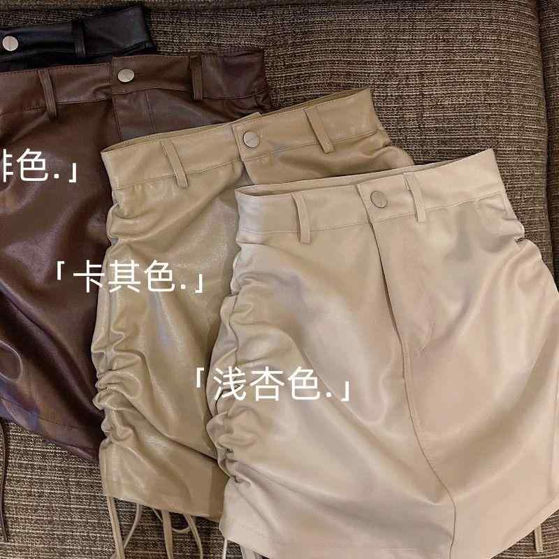 スカート キッズ 女の子 PUレザー 半身スカート ギャザー ショートスカート 子供服 春秋 無地 Aライン ウエストゴム 普段使い かわいい ガールズ