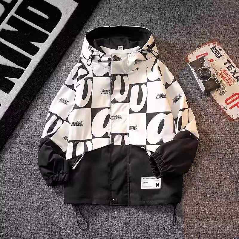 ジャケット キッズ 男の子 春秋 中大童 撥水 防水 アウトドア スポーツ カジュアル アルファベット柄 ジャンパー ポリエステル アウター