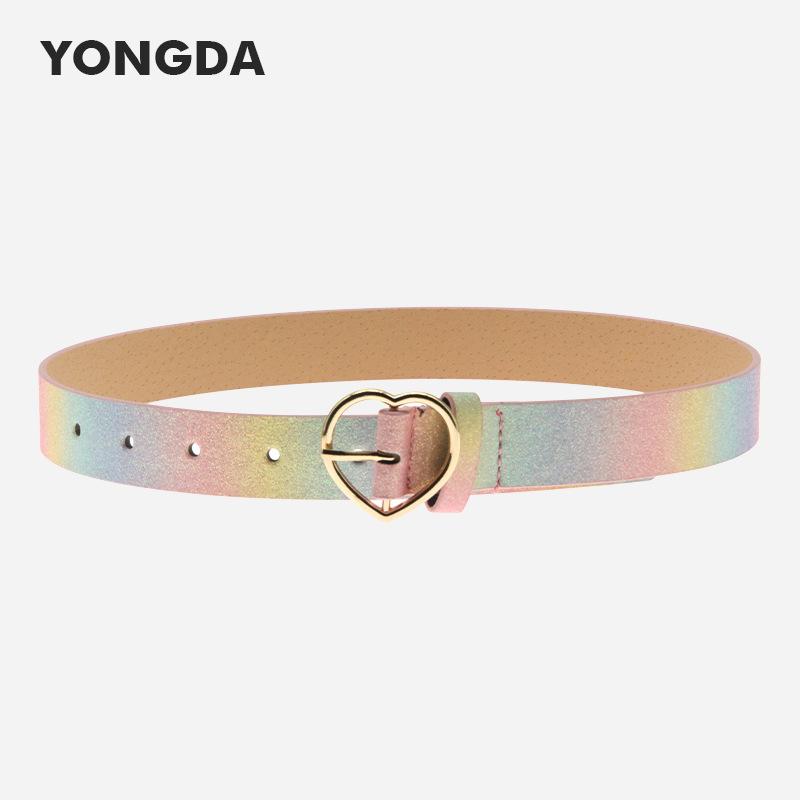 ベルト キッズ 子供用 ハートバックル 七色 細ベルト PUレザー ワンピース 飾りベルト かわいい ガーリー スタイル(4)