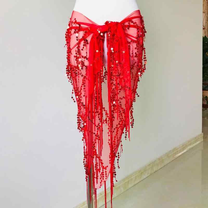 ベリーダンス 腰ベルト レディース 初心者 練習着 ヒップスカーフ 三角巾 タッセル ウエストマーク 赤色 黄色 紫色 黒色 白色 杏色 ピンク系 黒金色 黒銀色 ワインレッド(4.0)