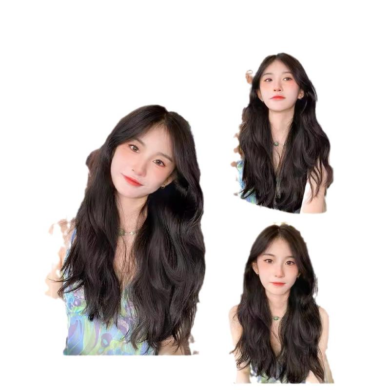 つけ毛 レディース 女性用 ワンタッチ エクステ グラデーション 自然 黒髪 ロング カール ウェーブ 60cm