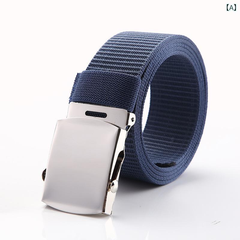 ベルト 男性用 ナイロン ビジネス ギフト 服飾雑貨 贈答品 ズボンベルト 銀色バックル ブルー カーキ ..