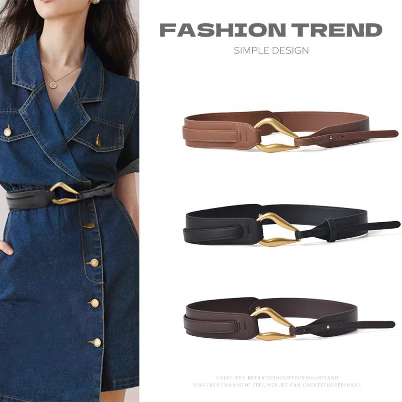 ベルト レディース 太ベルト 本革 ウエストマーク ウエストベルト 調整可能 ワンピース チュニック セ..