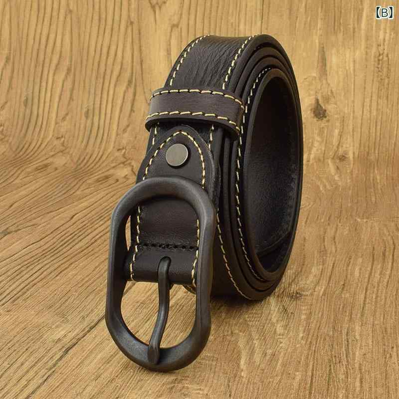 ベルト メンズ 男性用 本革 牛革 レザー 細め ナロー レトロ 韓国 ファッション パンツ用 ウエストベルト 黄色 ブラック 黒 ブラウン 茶色 カーキ オレンジ レッド