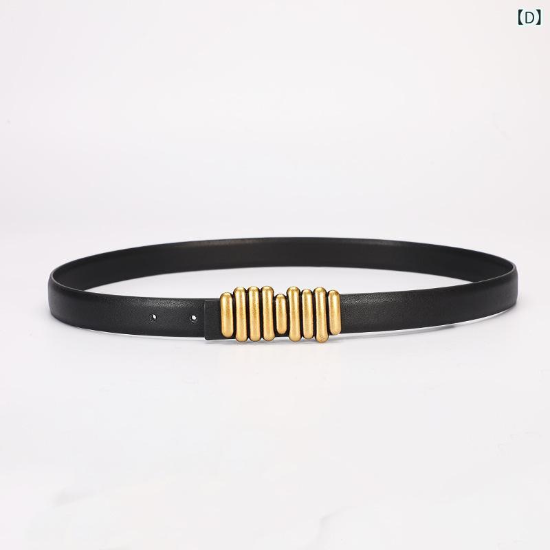 Other - ベルト レディース 牛革 毛虫 レトロ バックル レザー ピンク系 ホワイト 杏色 ブラック レッド ブルー