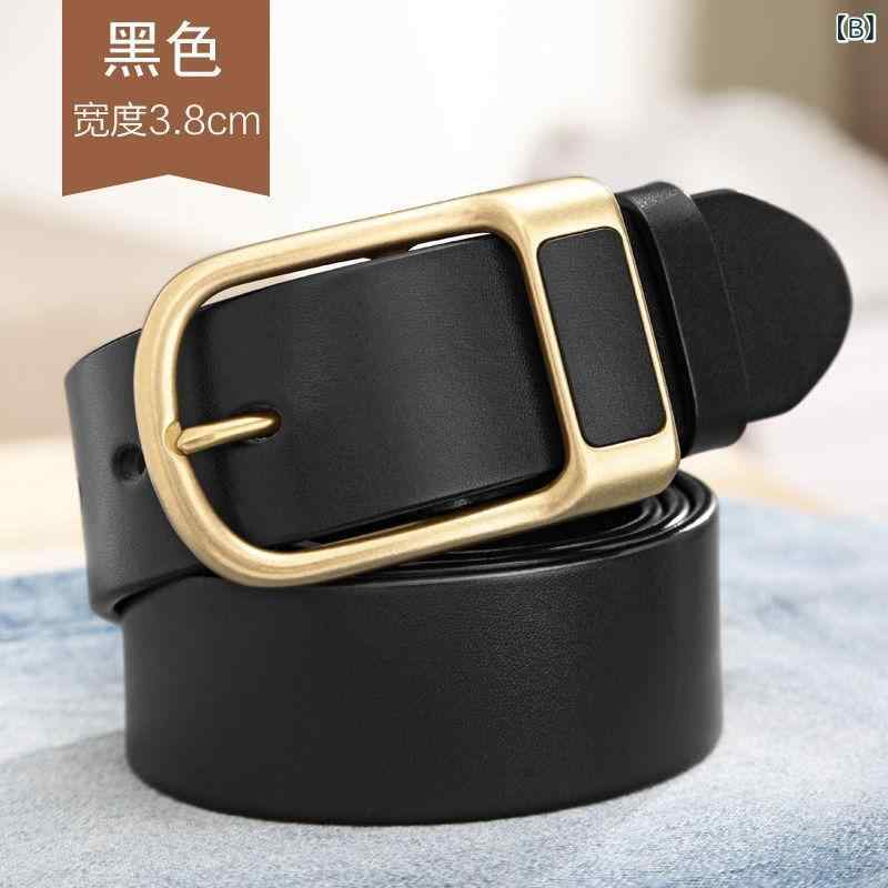 ベルト 男性用 レザーベルト 手作り 研磨加工 合金バックル 厚手 丈夫 普段使い ビ...