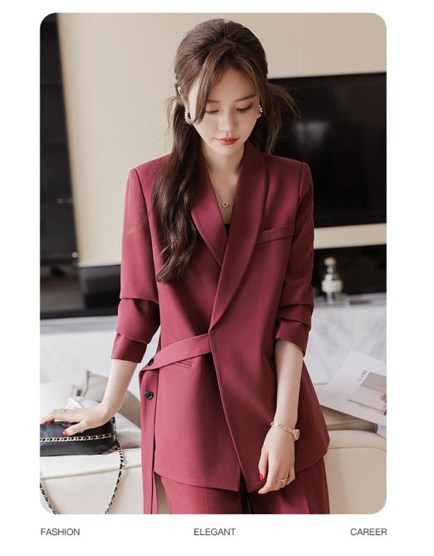 スーツ レディース 春秋 高級感 テーラードジャケット パンツ セットアップ フォーマル オフィススタイル 米白色 梅子色 黒