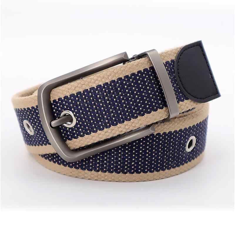 ベルト 男性用 帆布ベルト ジーンズ メンズ レディース 合金 針バックル 赤 青 白 黒 茶 カーキ 灰色 緑 ストライプ ボーダー カジュアル 普段使い アウトドア