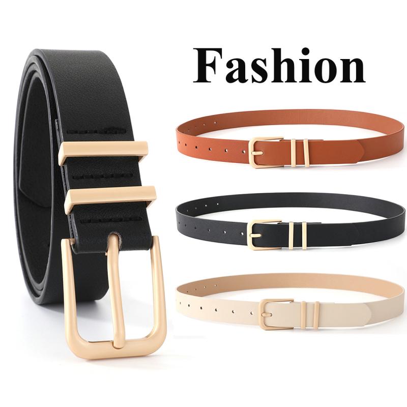 ベルト レディース デニムスカート パンツ ファッション雑貨 ウエストベルト 金色 針 バックル フェイクレザー キャメル ブラック オフホワイト