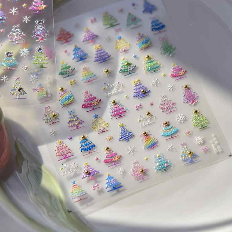 ネイルシール 子供用 クリスマスツリー 四芒星 かわいい カラフル 超薄型 メンズ レディース