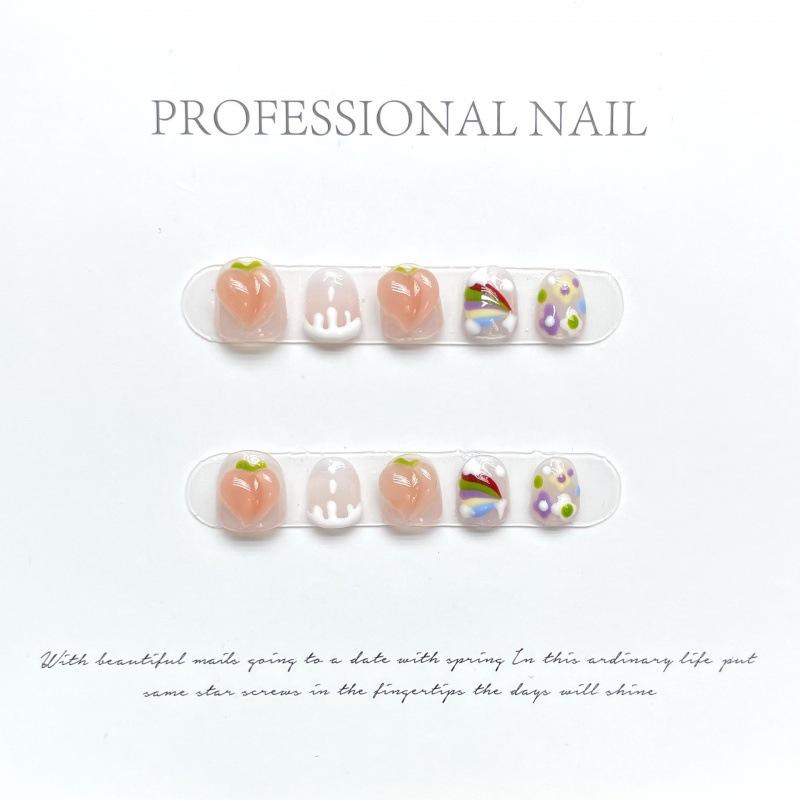 ネイル キッズ 子供用 サンシャイン レインボー ピーチ スウィート キュート つけ爪 付け爪 グリッター..