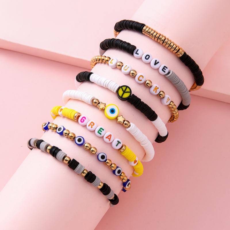 シャドーテールのキッズ ブレスレット 女の子 軟陶 ビーズ カラフル ブレスレット セット 子供用 アクセサリー ジュエリー 3歳 4歳 5歳 6歳 7歳 8歳 9歳 10歳｜アングル2