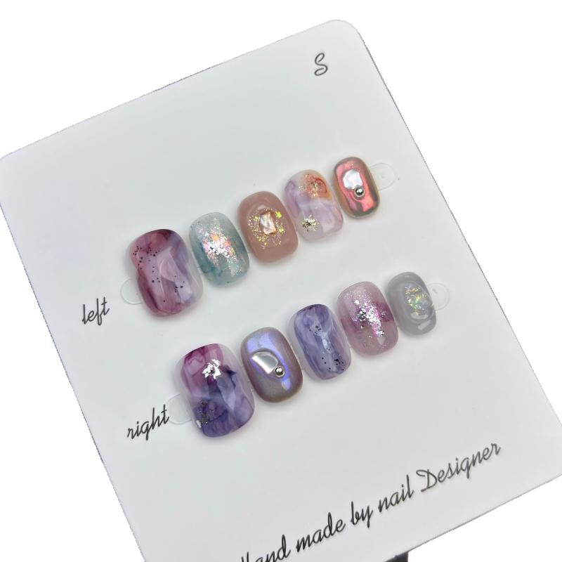 つけ爪 レディース ネイルチップ 猫目 大理石風 星空風 爆光 接触冷感 おしゃれ かわいい