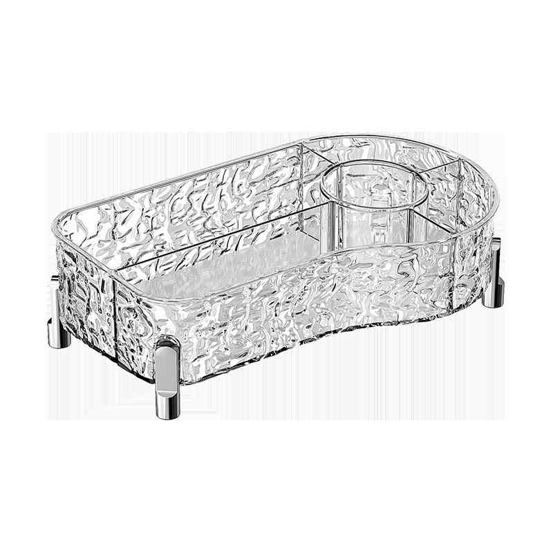 化粧品収納ボックス レディース デスク 大容量 防塵 メイクボックス コスメ収納 卓上 整理棚 ドレッサー スキンケア用品収納棚 アクリル製 高級感 透明 シルバー