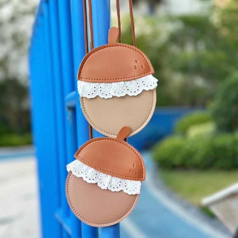 Rucksacks - バッグ キッズ 女の子 ショルダーバッグ かわいい どんぐりモチーフ PU 花柄 レース 斜めがけ ポシェット お出かけ カートバッグ ピンク系 ベージュ系