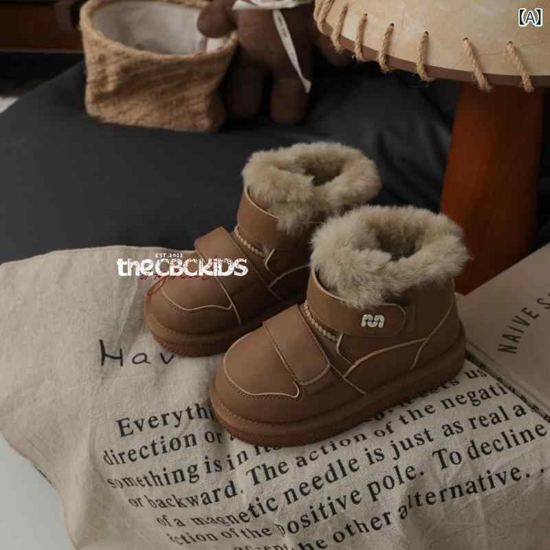 ブーツ キッズ 子供用 雪地靴 防水 スノーブーツ レザー ウール あったか 秋冬 男の子 女の子 13cm 14cm 15cm 16cm 17cm 18cm 19cm 20cm 21cm 22cm