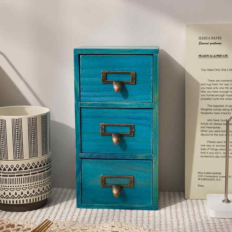 収納ケース レディース 木製 レトロ 小物入れ 卓上 ドレッサー アクセサリー コスメ 雑貨 文房具 テープ 防塵 大容量