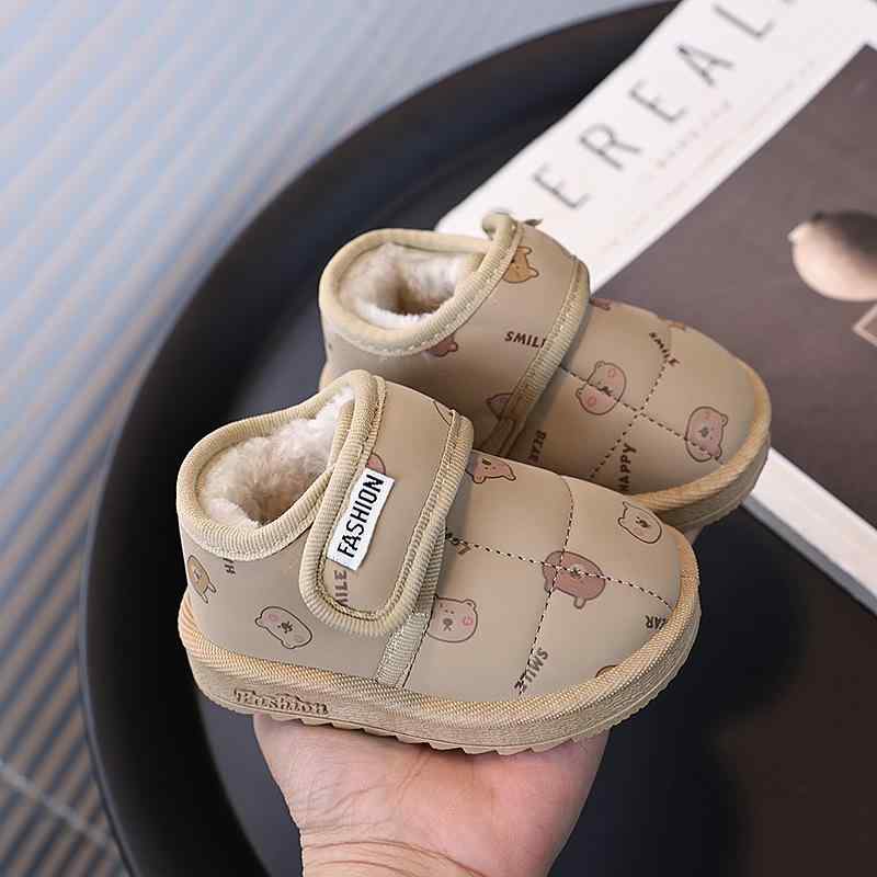 スノーブーツ ベビー キッズ 子供靴 冬用 幼児 1歳 2歳 3歳 裏起毛 あったか ショートブーツ 男の子 女の子 ベージュ オフホワイト ピンク