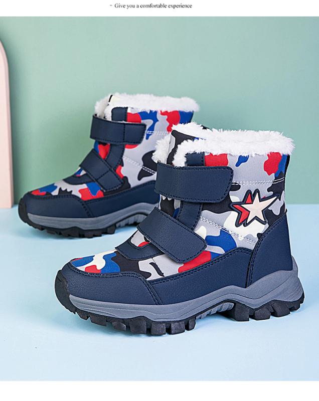 スノーブーツ キッズ 子供 大童 迷彩柄 防水 防滑 保暖 裏起毛 ショートブーツ 男の子 女の子 カジュア..