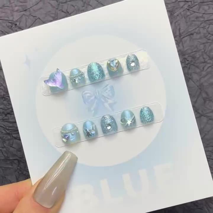 Other - つけ爪 キッズ 子供用 短い 美人魚 姫 海星 ジルコニア かわいい キラキラ ネイルチップ