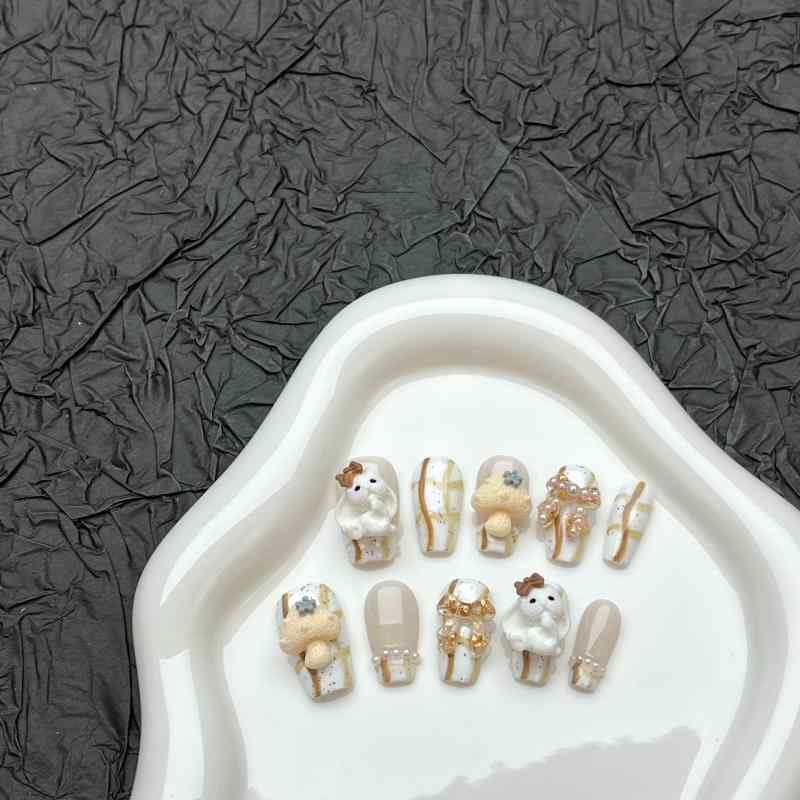 ネイルチップ レディース キッズ かわいい ウサギ ネコ アニマル カートン 猫爪 ハート 星 キャンディ パステルカラー ゆめかわ ガーリー 子供 女性