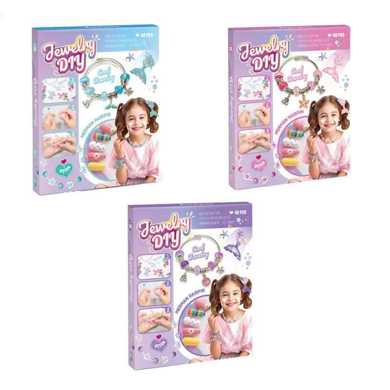 ネックレス キッズ 女の子 DIY 手作り ビーズ セット おもちゃ ピンク系 ブルー系 パープル系 知育玩具 ブレスレット 指輪 ネイルシール